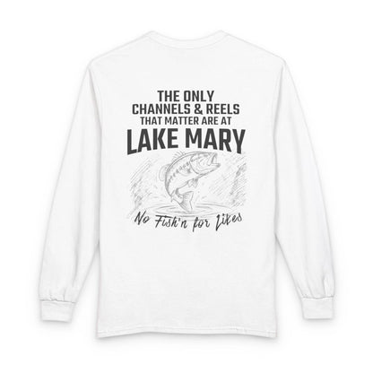 Utah  Lake  Mary  Long  Sleeve  Fishing  T-shirt  back  position  view  from  back  white.webp