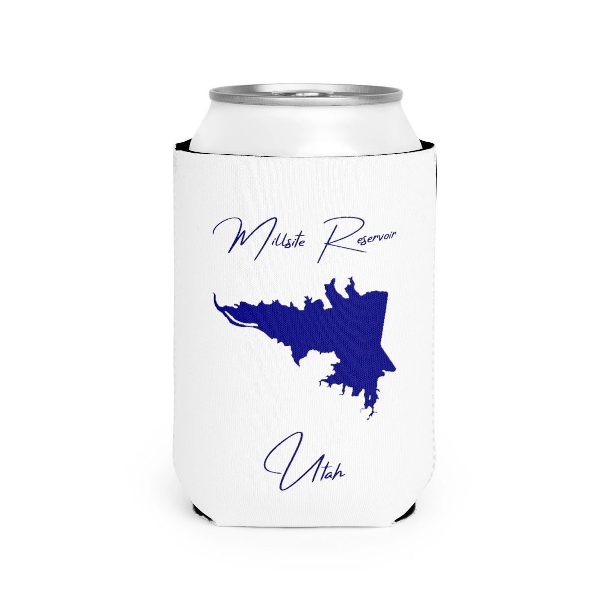 Utah  Millsite  Reservoir  Can  Koozie  front  position  view  from  front-2  white.webp