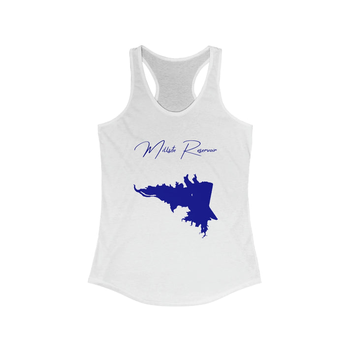Utah  Millsite  Reservoir  Racerback-Tank  front  position  view  from  front  solid  white.webp