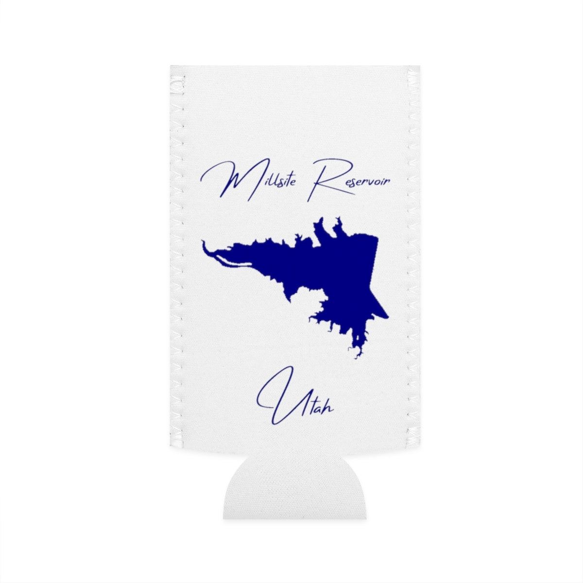 Utah  Millsite  Reservoir  Slim  Can  Koozie  front  position  view  from  flat-front  white.webp