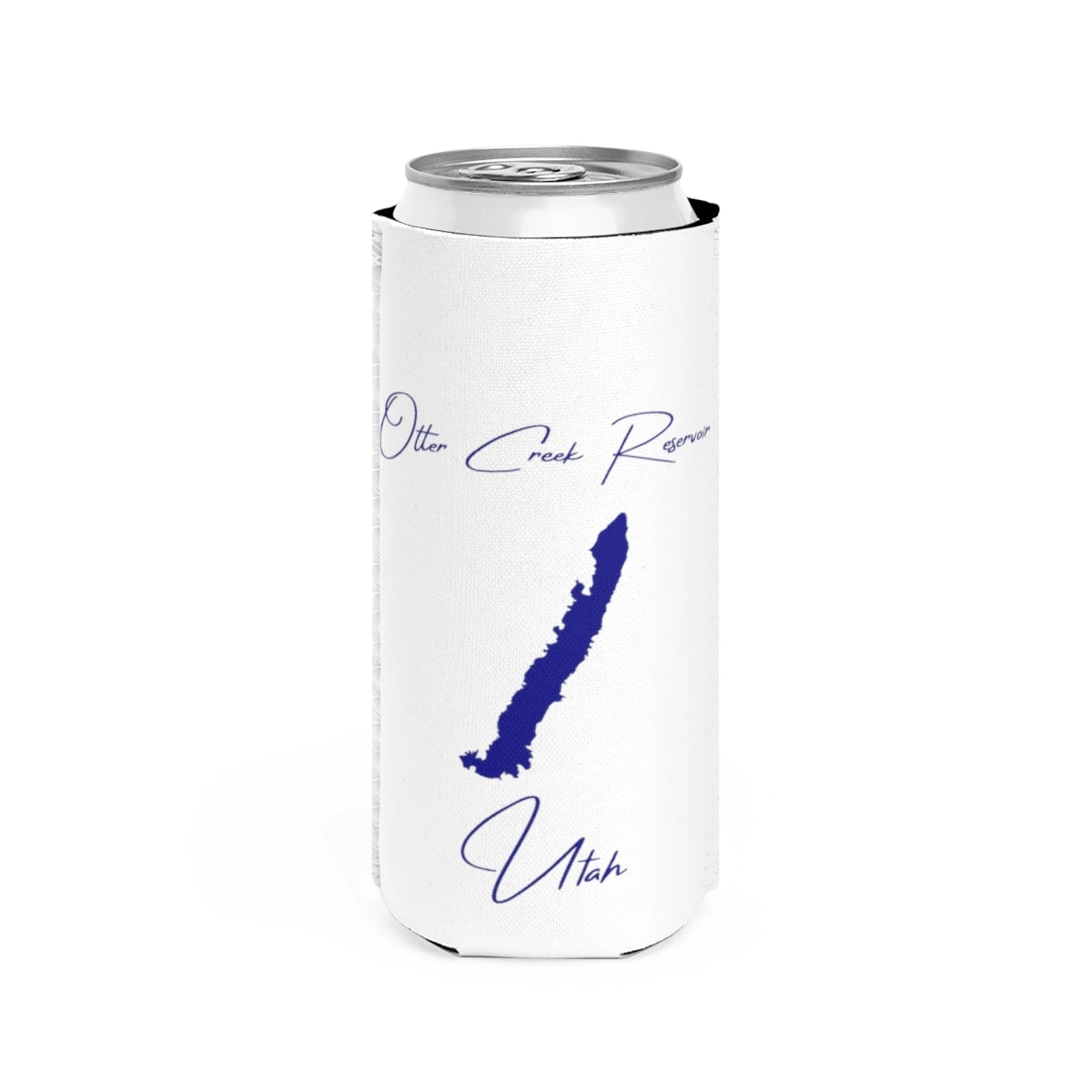 Utah  Otter  Creek  Reservoir  Slim  Can  Koozie  front  position  view  from  front  white.webp