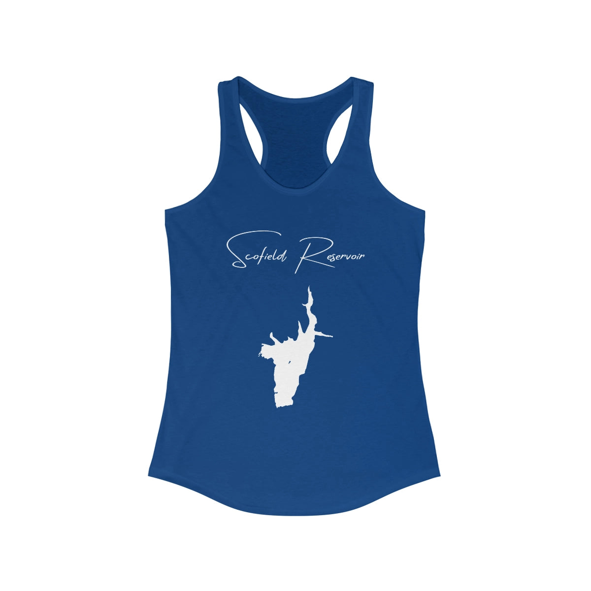 Utah  Scofield  Reservoir  Racerback-Tank  front  position  view  from  front  solid  royal.webp