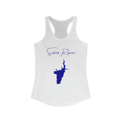 Utah  Scofield  Reservoir  Racerback-Tank  front  position  view  from  front  solid  white.webp