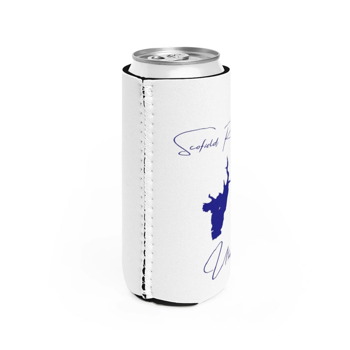Utah  Scofield  Reservoir  Slim  Can  Koozie  all  position  view  from  right  white.webp