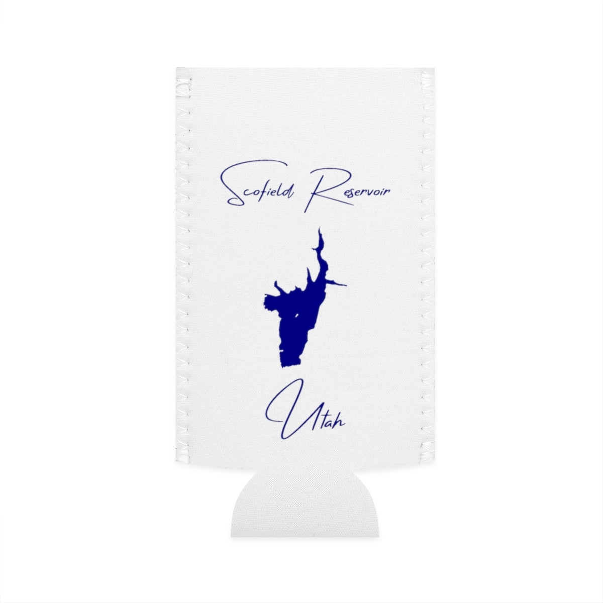 Utah  Scofield  Reservoir  Slim  Can  Koozie  front  position  view  from  flat-front  white.webp