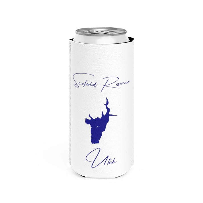 Utah  Scofield  Reservoir  Slim  Can  Koozie  front  position  view  from  front  white.webp