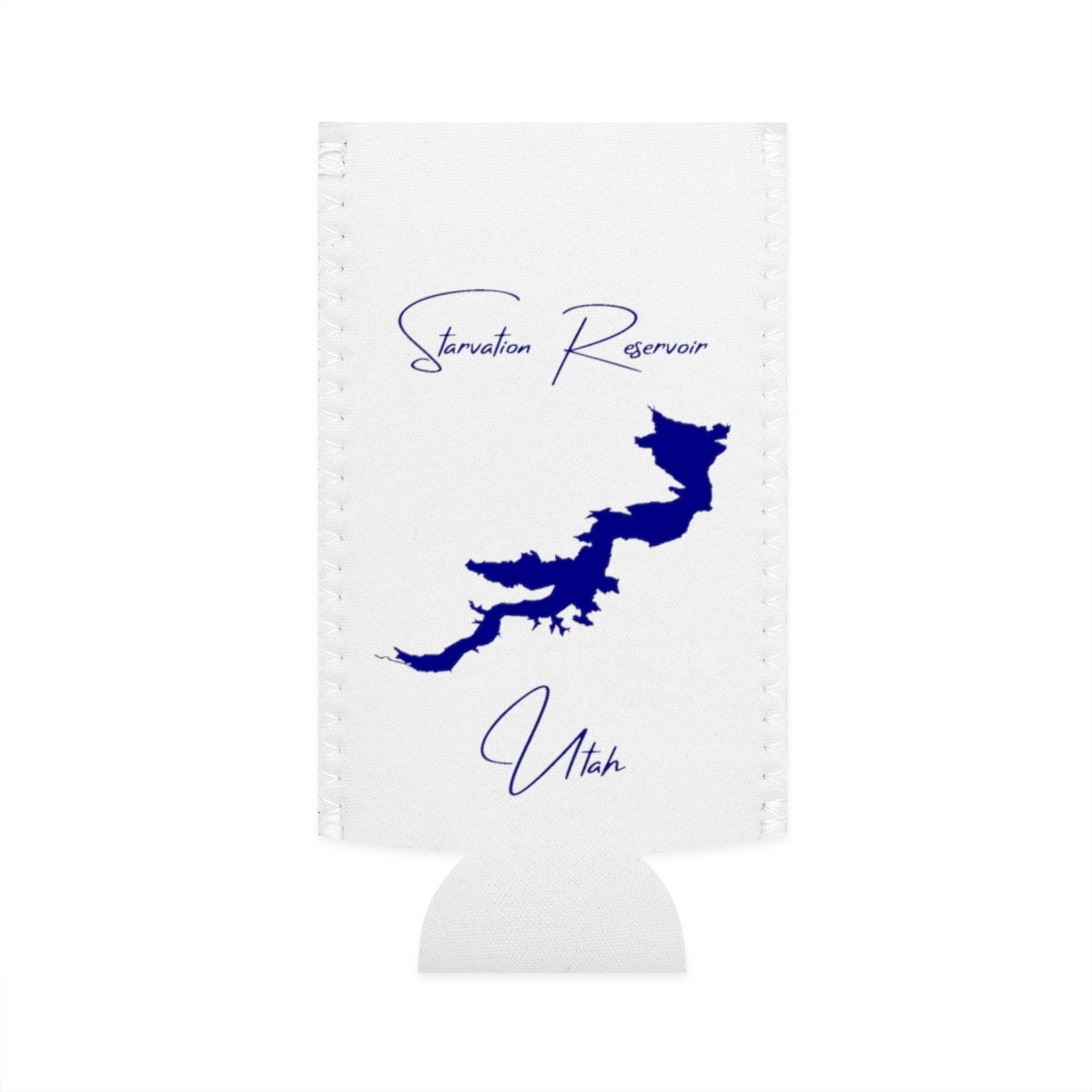 Utah  Starvation  Reservoir  Slim  Can  Koozie  front  position  view  from  flat-front  white.webp