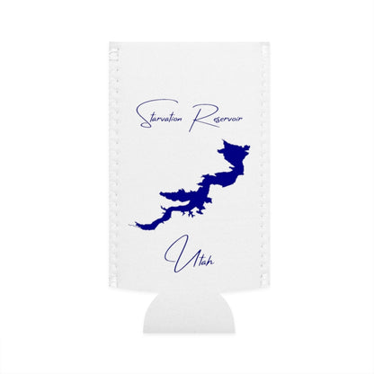 Utah  Starvation  Reservoir  Slim  Can  Koozie  front  position  view  from  flat-front  white.webp