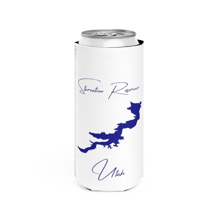 Utah  Starvation  Reservoir  Slim  Can  Koozie  front  position  view  from  front  white.webp