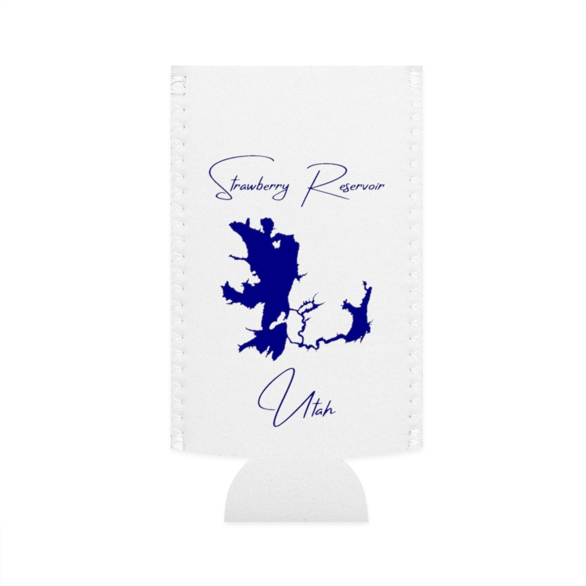 Utah  Strawberry  Reservoir  Slim  Can  Koozie  front  position  view  from  flat-front  white.webp