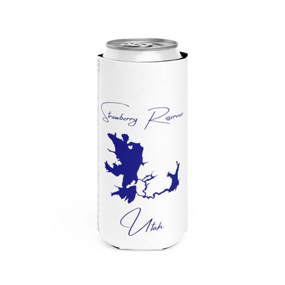 Utah  Strawberry  Reservoir  Slim  Can  Koozie  front  position  view  from  front  white.webp