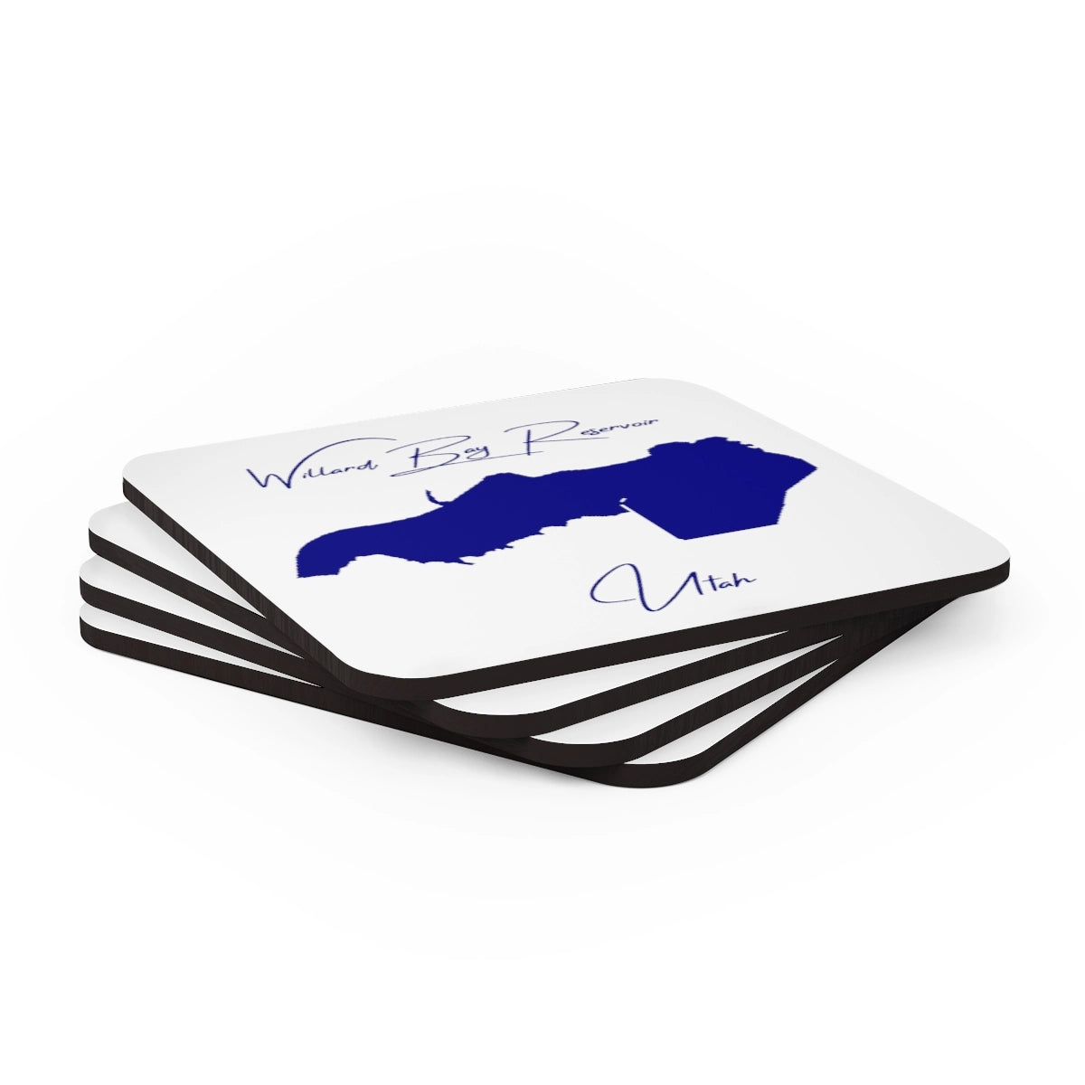 Utah  Willard  Bay  Reservoir  Coaster  Set  front  position  view  from  stacked  3.75  x  3.75.webp