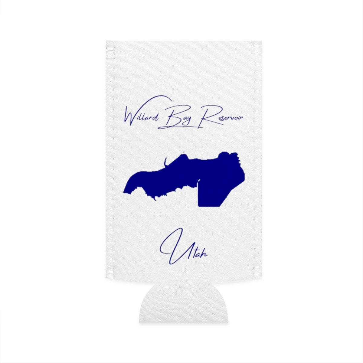 Utah  Willard  Bay  Reservoir  Slim  Can  Koozie  front  position  view  from  flat-front  white.webp