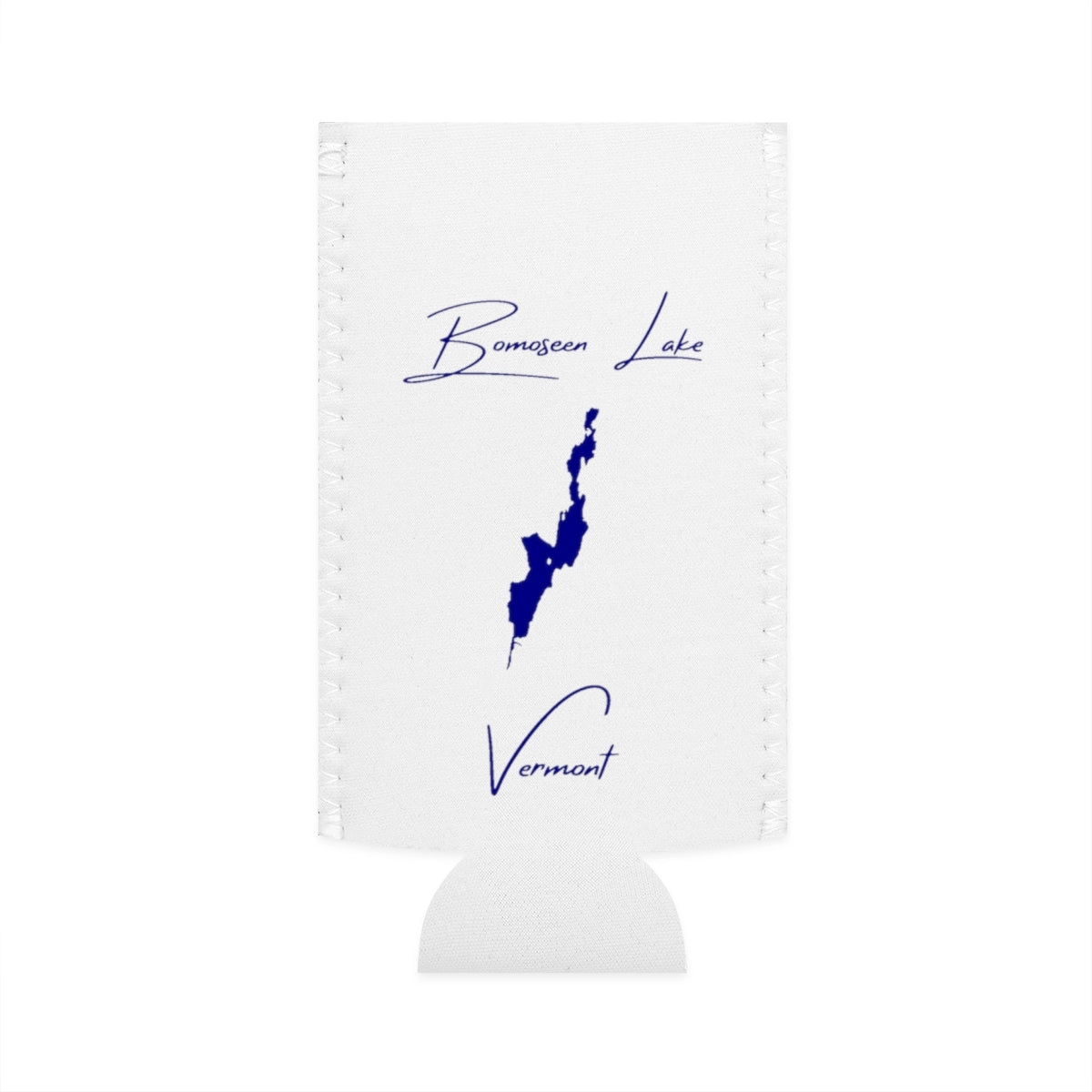Vermont  Bomoseen  Lake  Slim  Can  Koozie  front  position  view  from  flat-front  white.webp