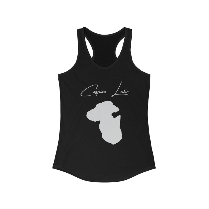 Vermont  Caspian  Lake  Racerback-Tank  front  position  view  from  front  solid  black.webp