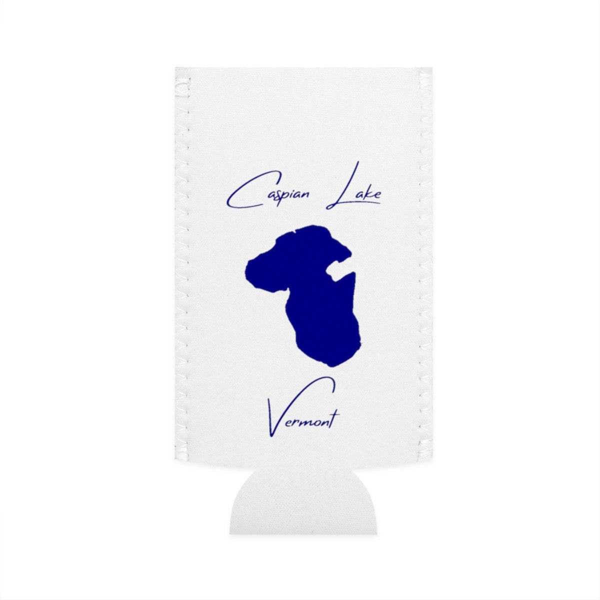 Vermont  Caspian  Lake  Slim  Can  Koozie  front  position  view  from  flat-front  white.webp