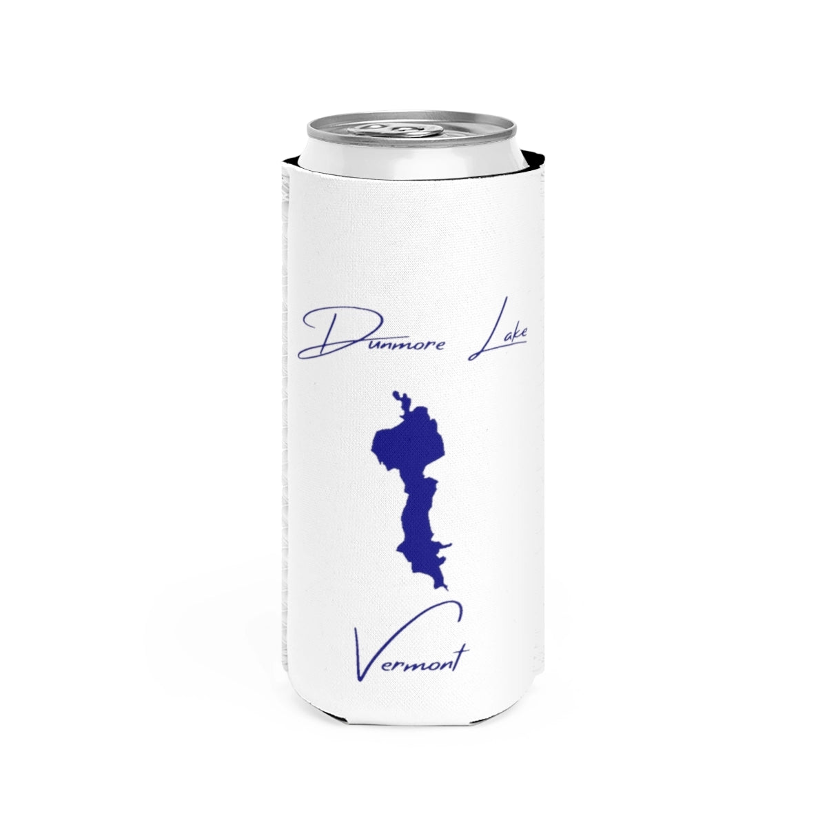 Vermont  Dunmore  Lake  Slim  Can  Koozie  front  position  view  from  front  white.webp