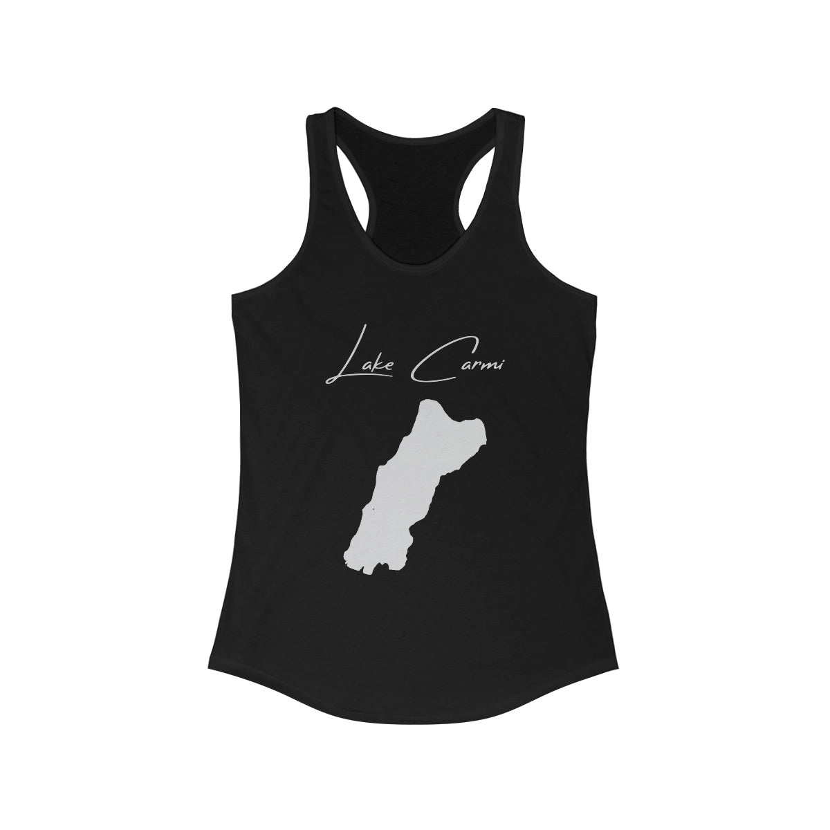 Vermont  Lake  Carmi  Racerback-Tank  front  position  view  from  front  solid  black.webp