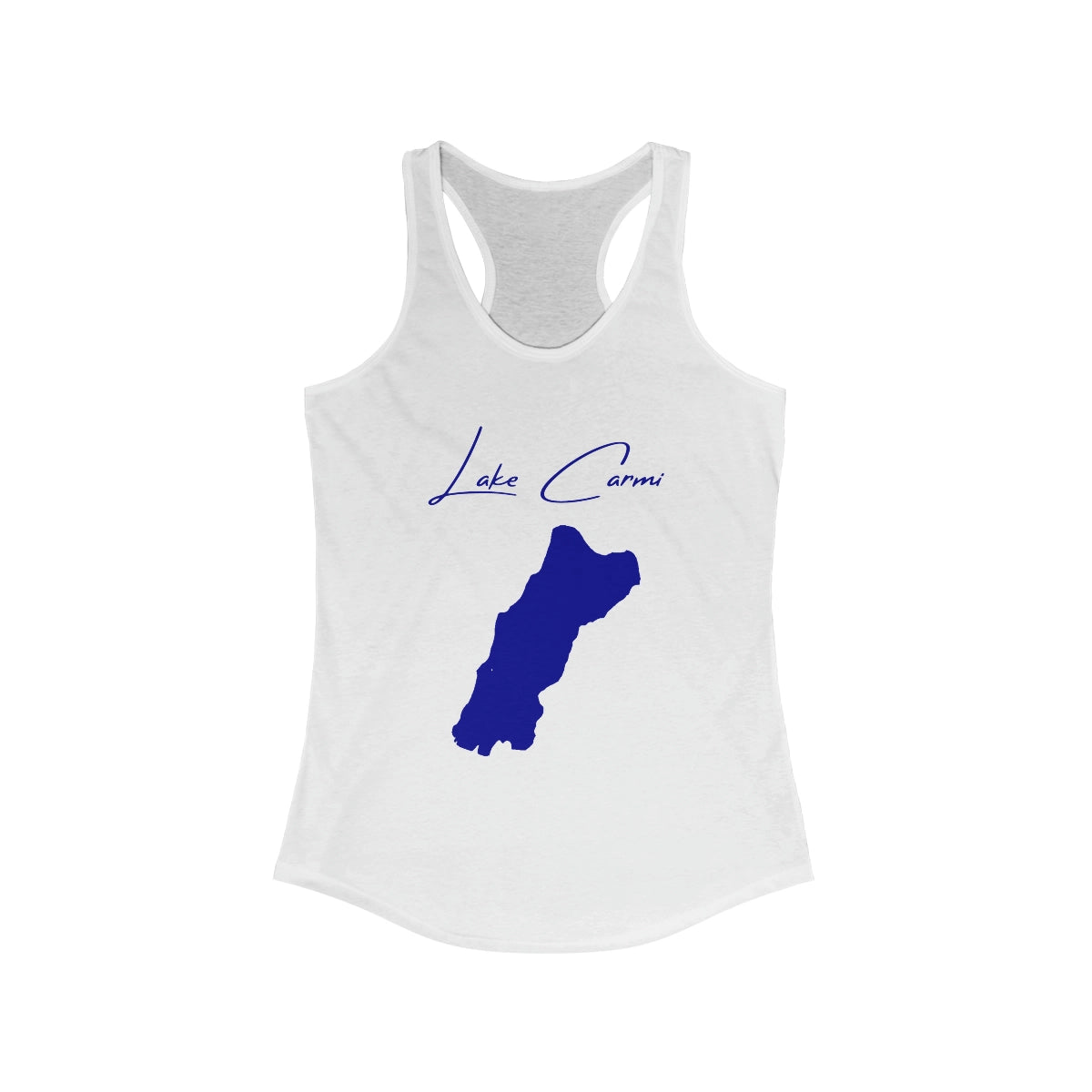 Vermont  Lake  Carmi  Racerback-Tank  front  position  view  from  front  solid  white.webp