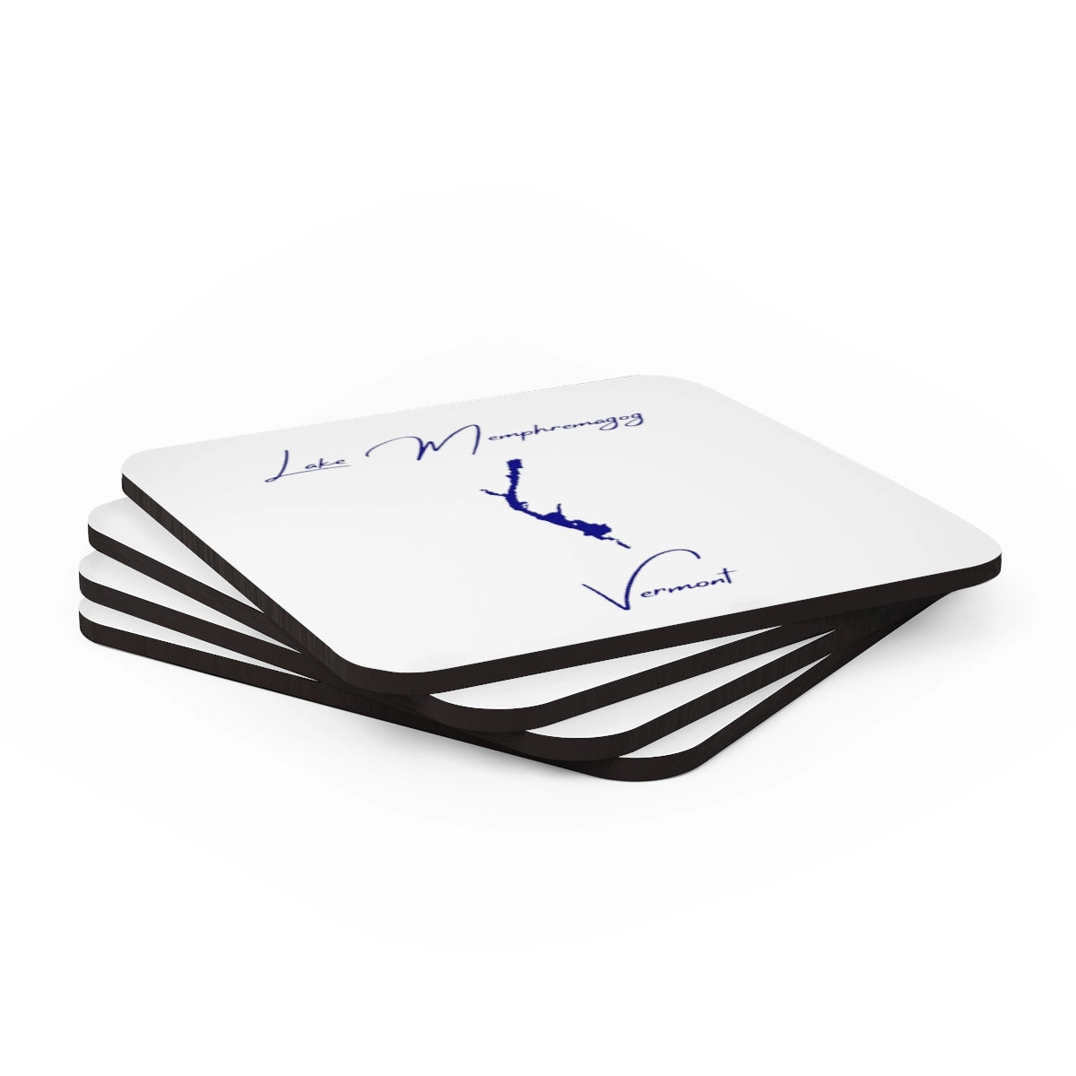 Vermont  Lake  Memphremagog  Coaster  Set  front  position  view  from  stacked  3.75  x  3.75.webp