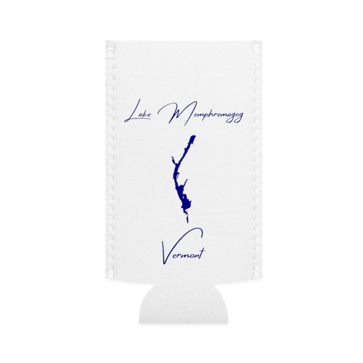 Vermont  Lake  Memphremagog  Slim  Can  Koozie  front  position  view  from  flat-front  white.webp