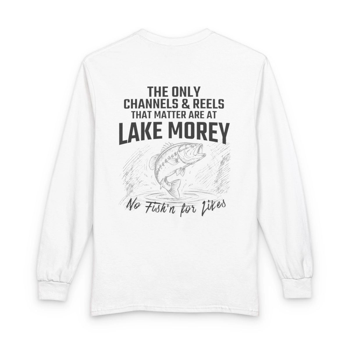 Vermont  Lake  Morey  Long  Sleeve  Fishing  T-shirt  back  position  view  from  back  white.webp