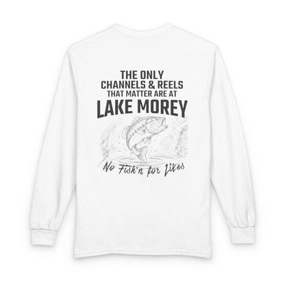 Vermont  Lake  Morey  Long  Sleeve  Fishing  T-shirt  back  position  view  from  back  white.webp
