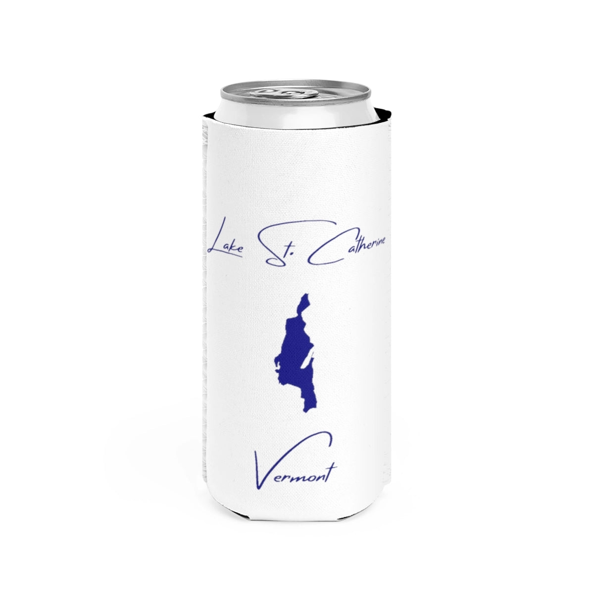 Vermont  Lake  St.  Catherine  Slim  Can  Koozie  front  position  view  from  front  white.webp