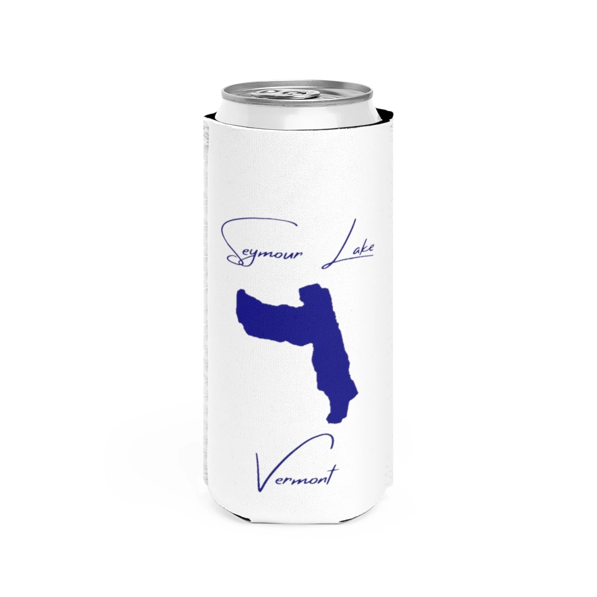 Vermont  Seymour  Lake  Slim  Can  Koozie  front  position  view  from  front  white.webp