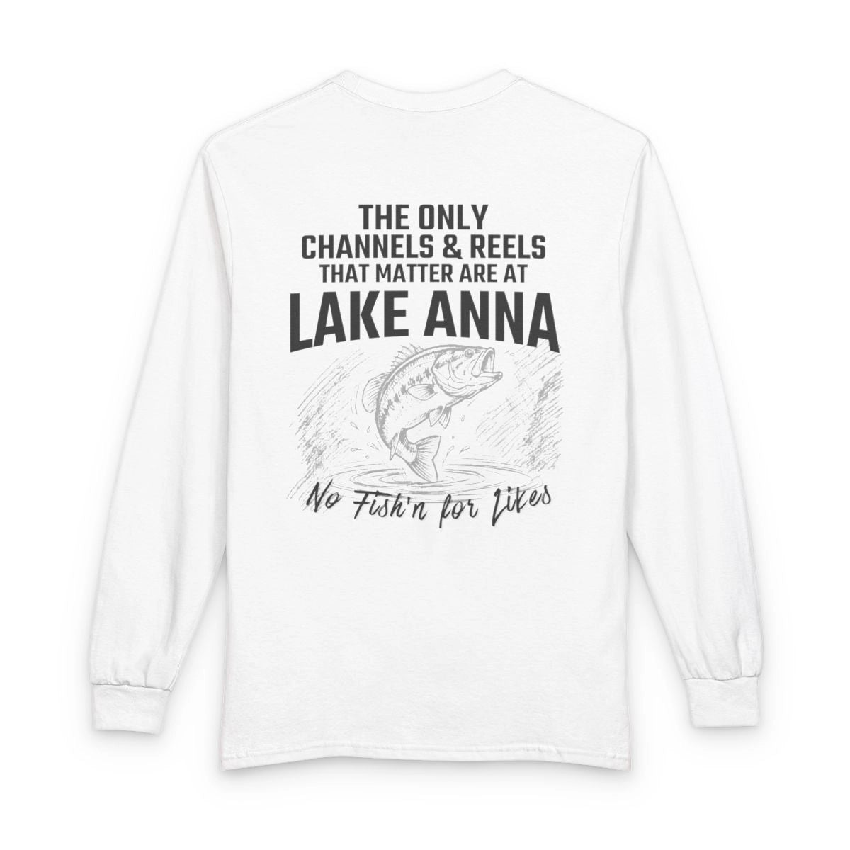 Virginia  Lake  Anna  Long  Sleeve  Fishing  T-shirt  back  position  view  from  back  white.webp
