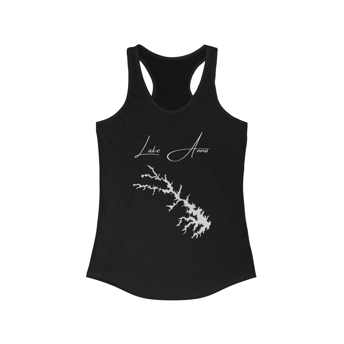 Virginia  Lake  Anna  Racerback-Tank  front  position  view  from  front  solid  black.webp