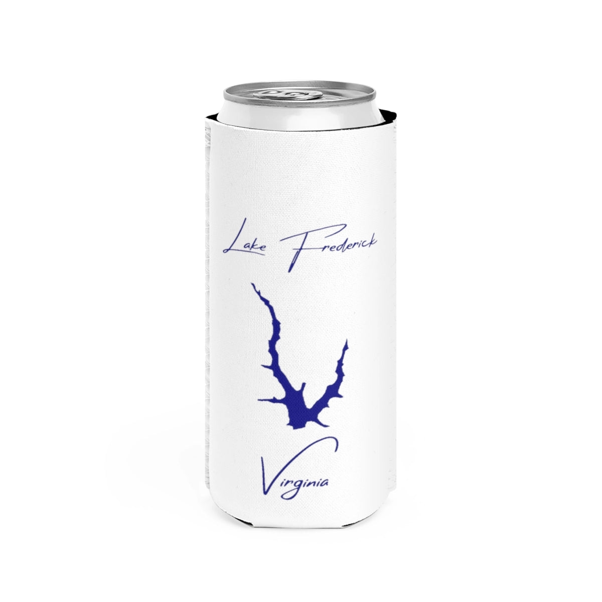 Virginia  Lake  Frederick  Slim  Can  Koozie  front  position  view  from  front  white.webp