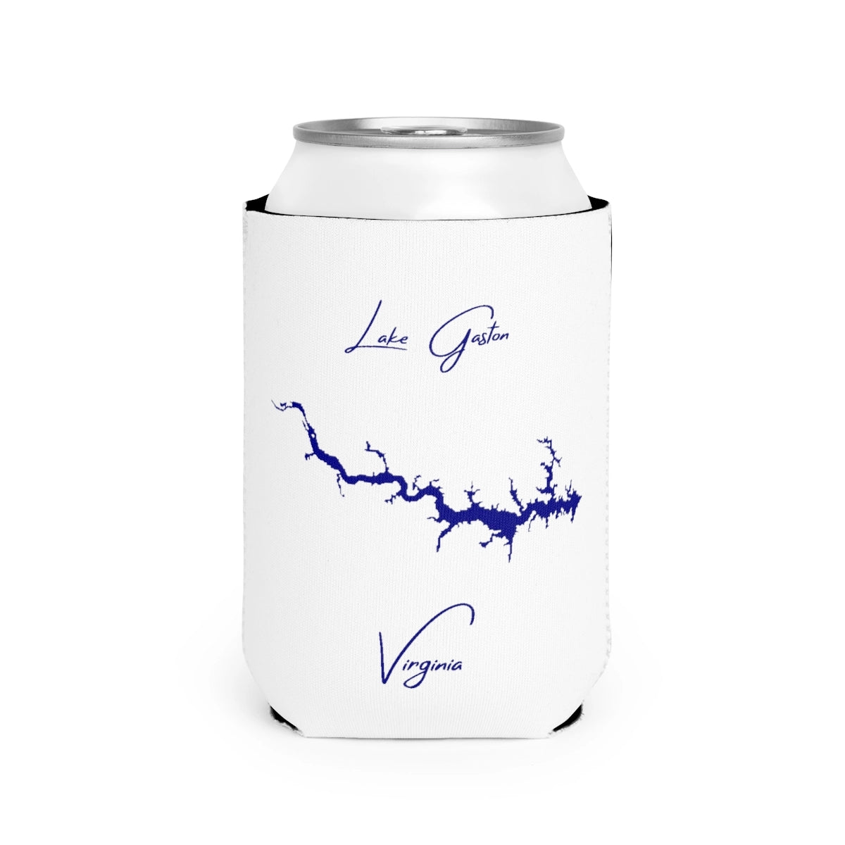Virginia  Lake  Gaston  Can  Koozie  front  position  view  from  front-2  white.webp