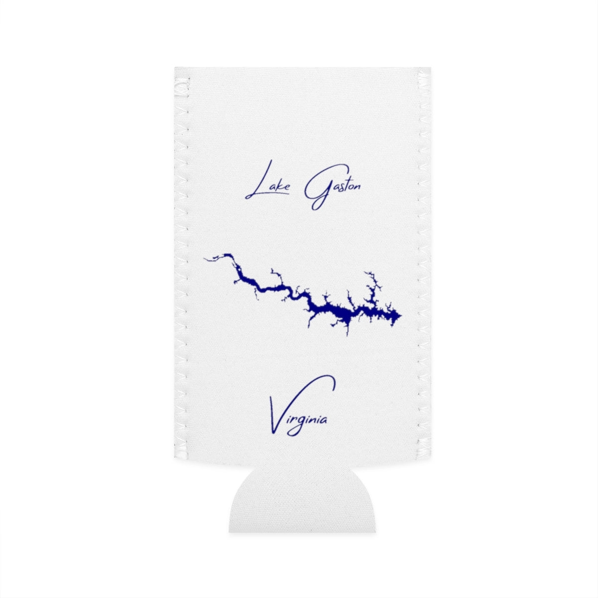 Virginia  Lake  Gaston  Slim  Can  Koozie  front  position  view  from  flat-front  white.webp
