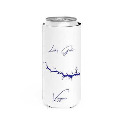 Virginia  Lake  Gaston  Slim  Can  Koozie  front  position  view  from  front  white.webp