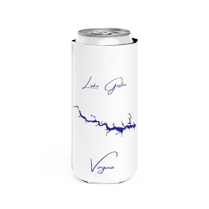 Virginia  Lake  Gaston  Slim  Can  Koozie  front  position  view  from  front  white.webp