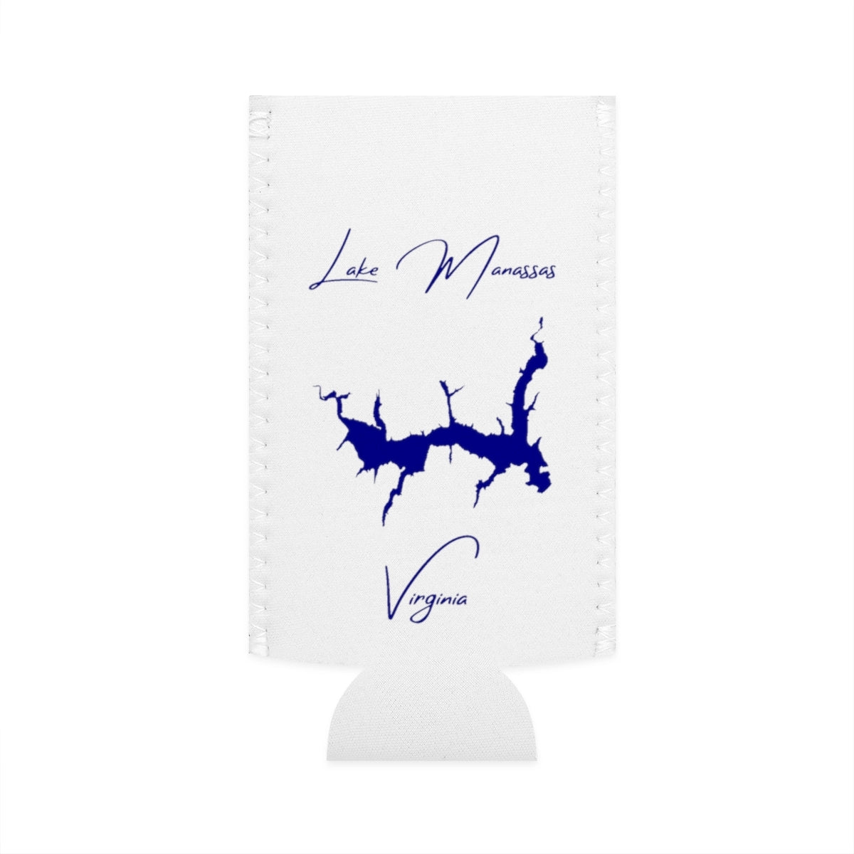 Virginia  Lake  Manassas  Slim  Can  Koozie  front  position  view  from  flat-front  white.webp