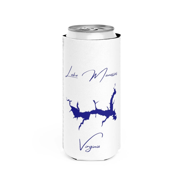 Virginia  Lake  Manassas  Slim  Can  Koozie  front  position  view  from  front  white.webp