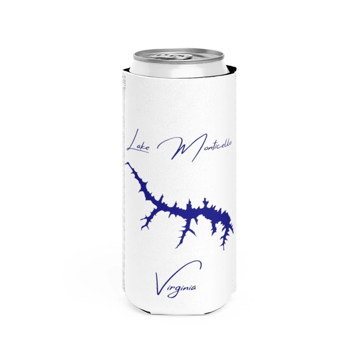 Virginia  Lake  Monticello  Slim  Can  Koozie  front  position  view  from  front  white.webp