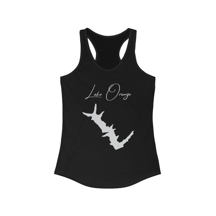 Virginia  Lake  Orange  Racerback-Tank  front  position  view  from  front  solid  black.webp