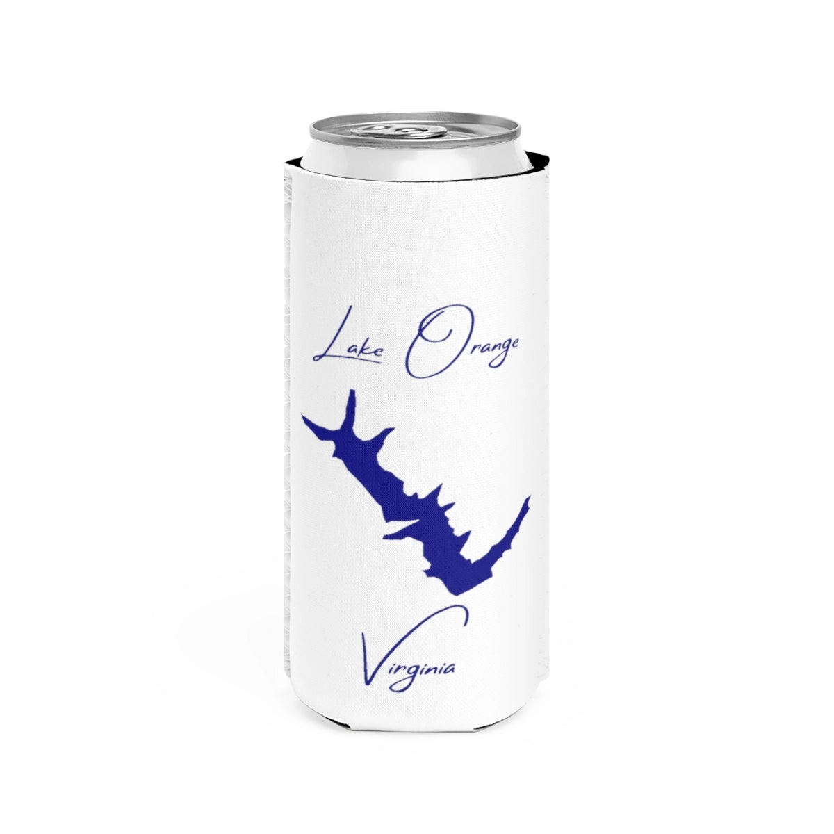 Virginia  Lake  Orange  Slim  Can  Koozie  front  position  view  from  front  white.webp