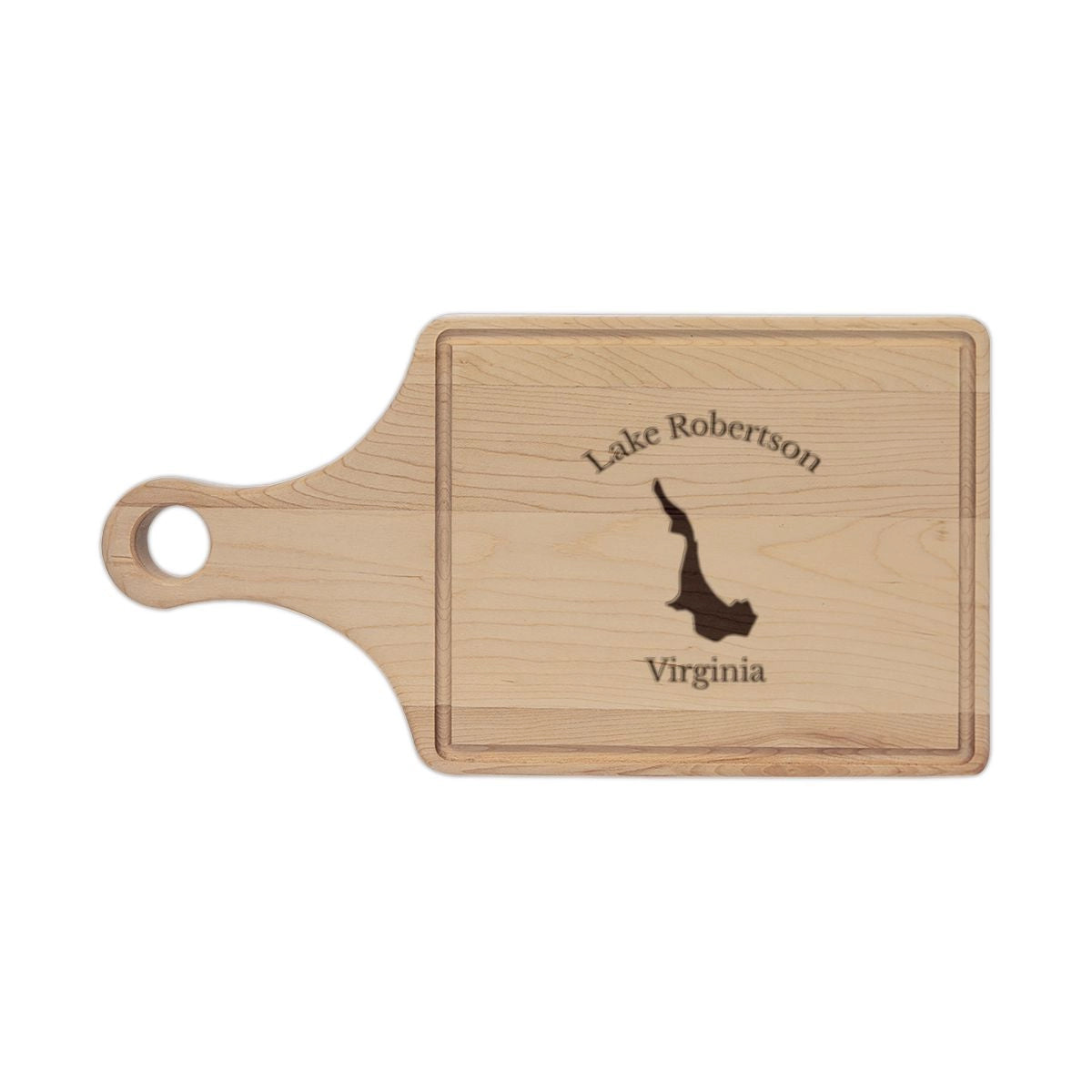 Virginia  Lake  Robertson  Engraved  Cutting  Board  front  position  view  from  front  maple.webp