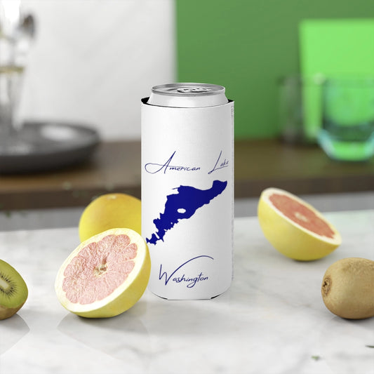 Washington  American  Lake  Slim  Can  Koozie  front  position  view  from  context-2  white.webp