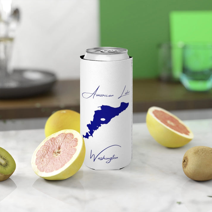 Washington  American  Lake  Slim  Can  Koozie  front  position  view  from  context-2  white.webp