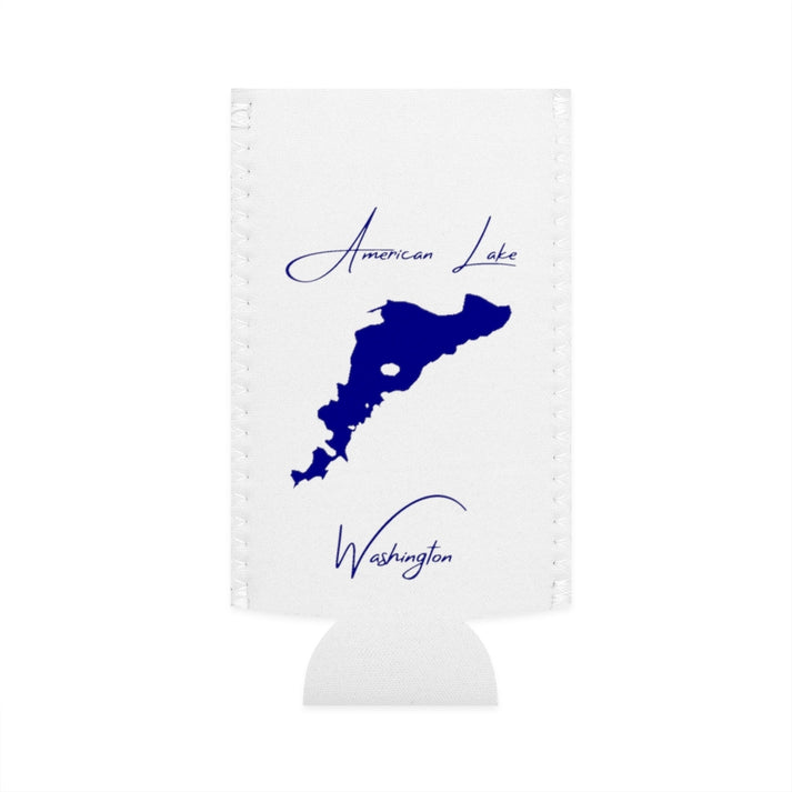 Washington  American  Lake  Slim  Can  Koozie  front  position  view  from  flat-front  white.webp