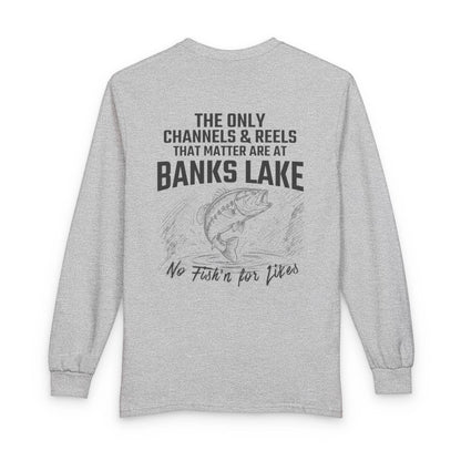 Washington  Banks  Lake  Long  Sleeve  Fishing  T-shirt  back  position  view  from  back  sport  grey.webp