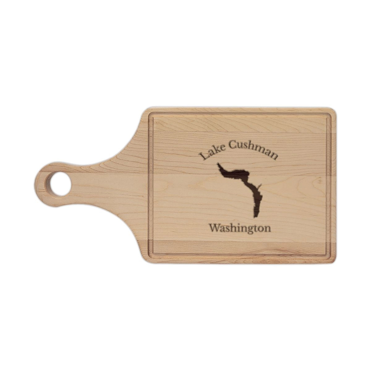 Washington  Lake  Cushman  Engraved  Cutting  Board  front  position  view  from  front  maple.webp