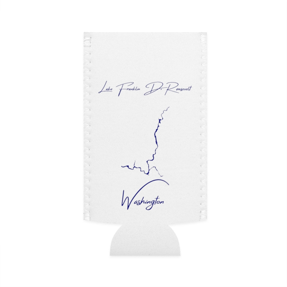 Washington  Lake  Franklin  D.  Roosevelt  Slim  Can  Koozie  front  position  view  from  flat-front  white.webp