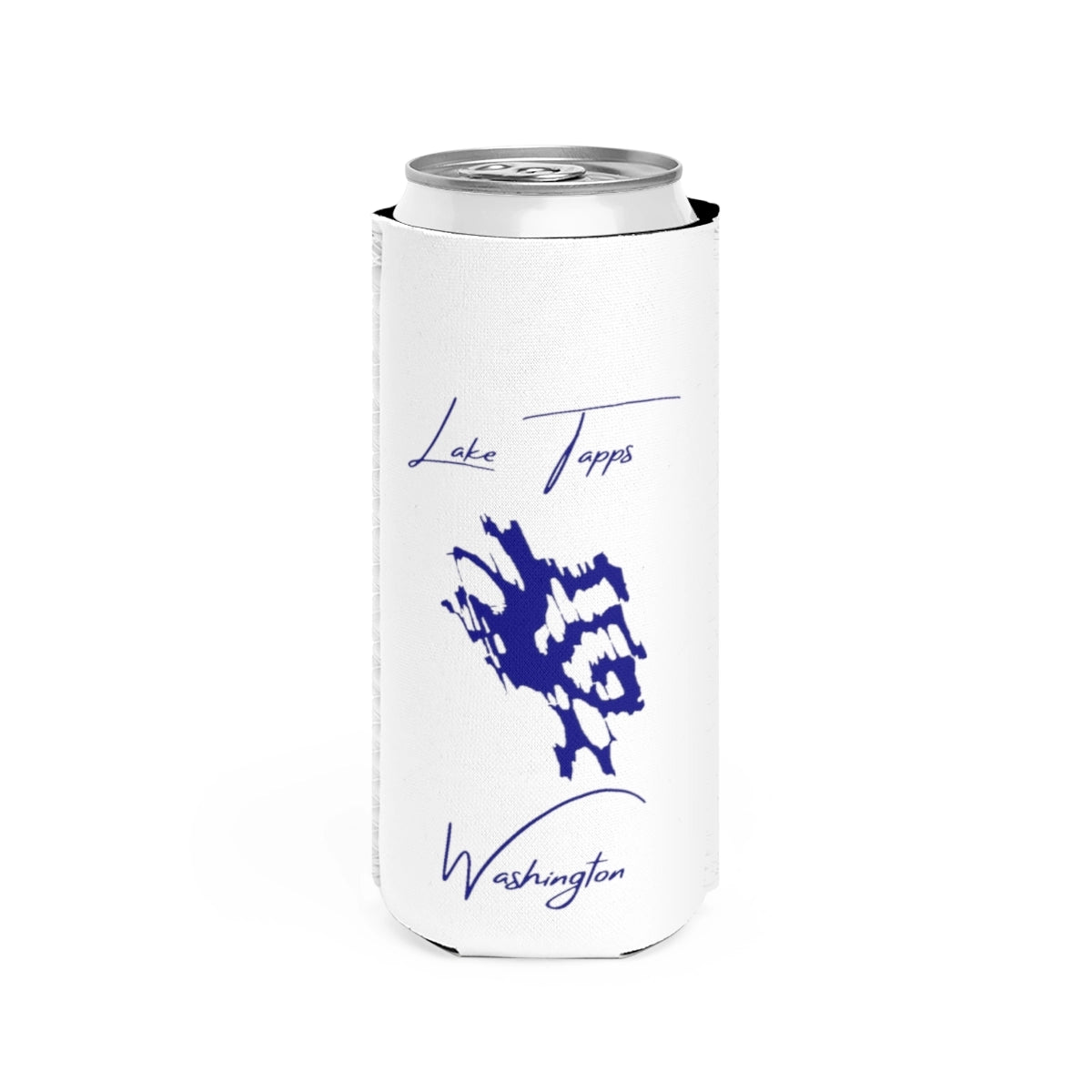 Washington  Lake  Tapps  Slim  Can  Koozie  front  position  view  from  front  white.webp