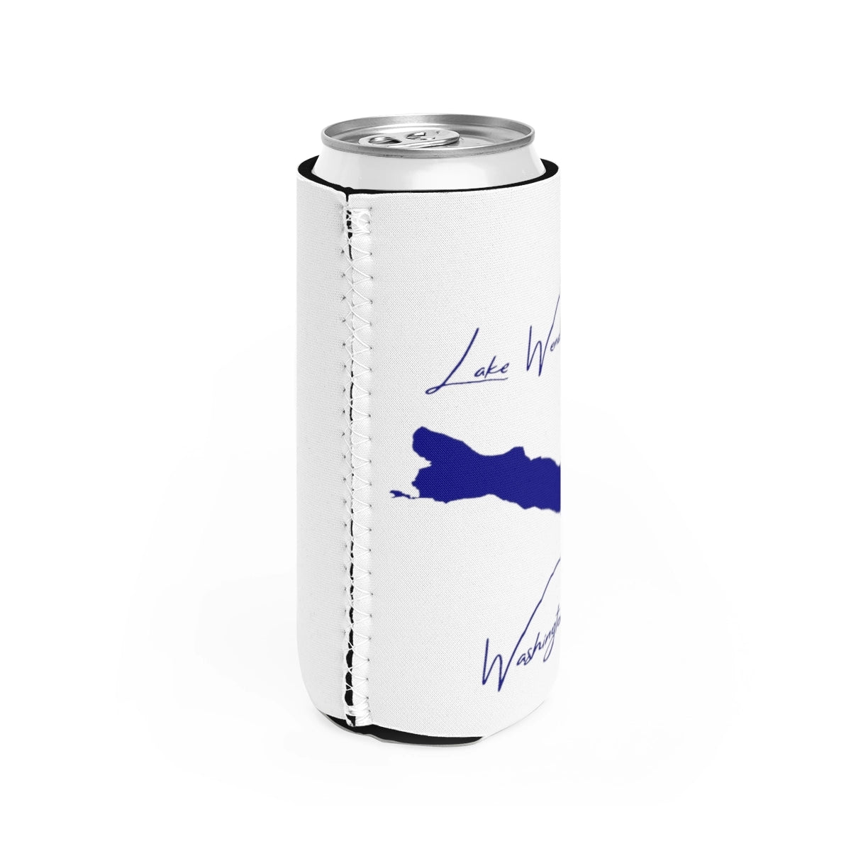 Washington  Lake  Wenatchee  Slim  Can  Koozie  all  position  view  from  right  white.webp